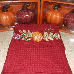 NWT Fall Pumpkin Salt & Pepper Shakers, 2 Bx Bundle, 4 Total, NWT Kitchen Towel